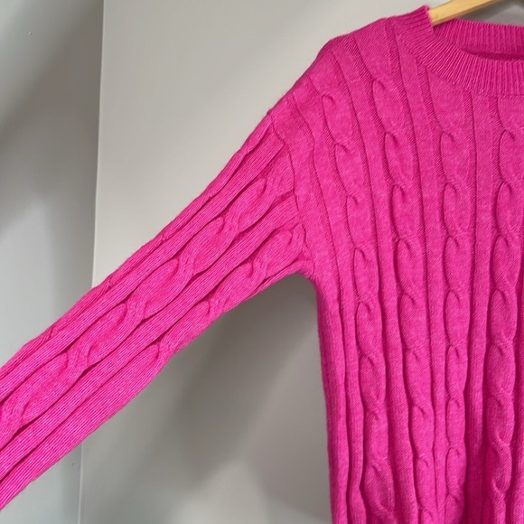 Shein Fuchsia Pink Cable Knit Sweater Crewneck Long Sleeve Size L 8/10 - Picture 6 of 11